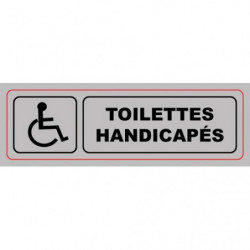 VISO Plaque de signalisation auto-adhésive en plastique couleur aluminium 17 x 5cm - Toilettes handicapés