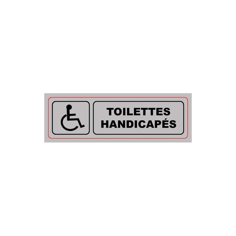 VISO Plaque de signalisation auto-adhésive en plastique couleur aluminium 17 x 5cm - Toilettes handicapés