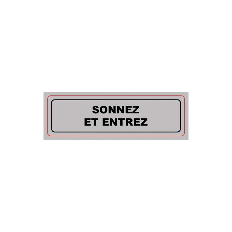 VISO Plaque de signalisation auto-adhésive en plastique couleur aluminium 17 x 5cm - Sonnez et entrez