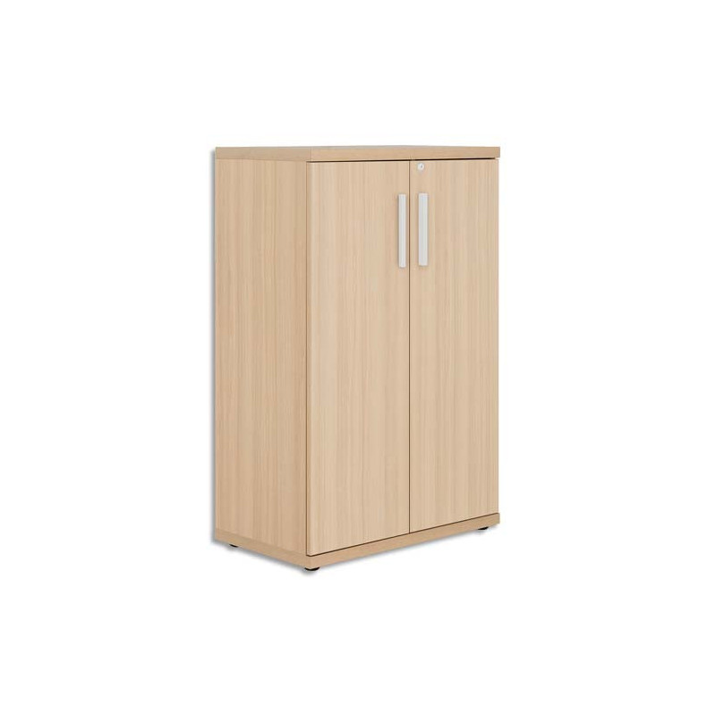 GAUTIER OFFICE Rangement mi-haut Brabant Chêne Blanc, 2 portes, 2 étagères - Dim : L80 x H123 x P45 cm