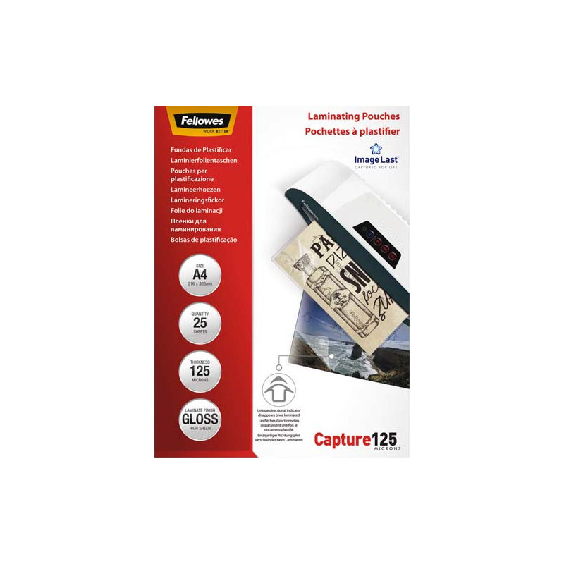 FELLOWES Boîte de 25 pochettes de plastification format A4 125 microns 5396301