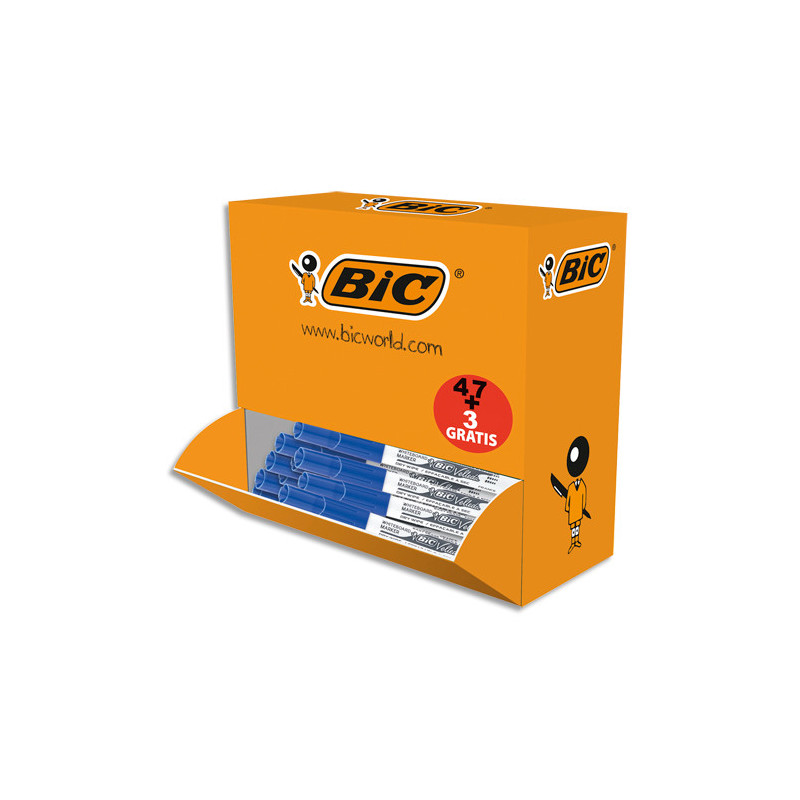 BIC Velleda Feutres 1741 pour Tableau Blanc Effaçables à Sec, Pointe Moyenne - Bleu, Pack Ecole x47+3