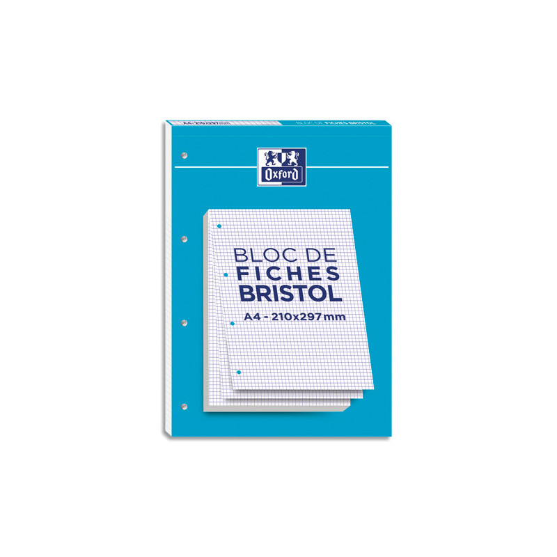 OXFORD Bloc de 30 feuilles BRISTOL perforées A4 210g 5x5 Blanc