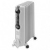 DELONGHI Radiateur bain d'huile mobile 2000W 3 allures de chauffe - Dim. L47,2 x H65 x P16 cm Gris clair