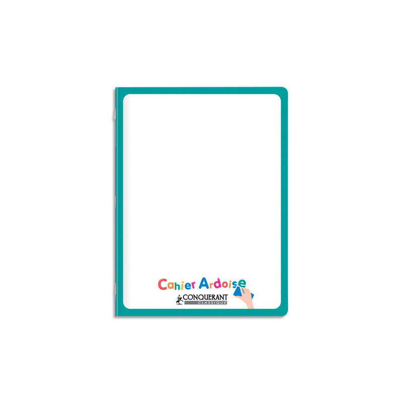 CONQUERANT 9 Cahier ardoise, agrafé, 17x22 cm, 48p 90g Seyès, couverture effaçable unie recto Seyès verso