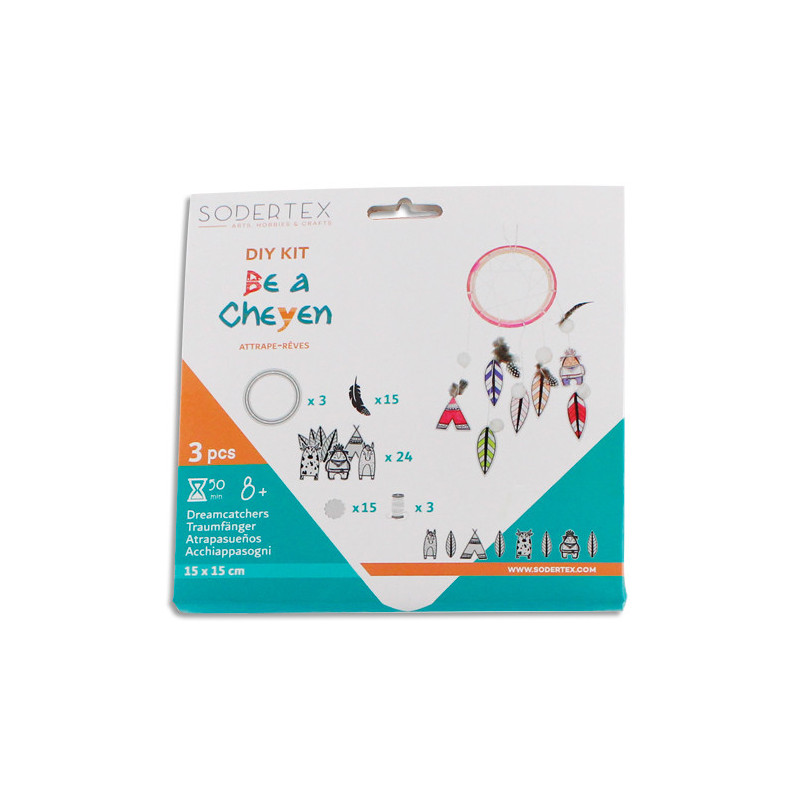 SODERTEX Kit DIY 3 attrape-rêves BE A CHEYEN à fabriquer - Matières & coloris assortis L614914