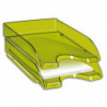 CEP Corbeille à courrier Happy Vert bambou transparent. Dimensions : L34,5 x H6,4 x P26 cm
