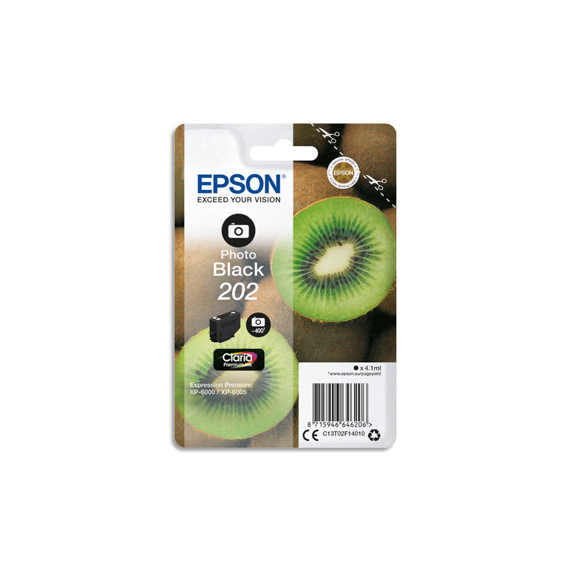 EPSON Cartouche Jet d'Encre Claria Premium Photo Black ''Kiwi''202 - C13T02F14010