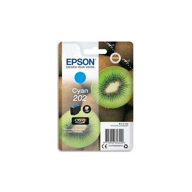 EPSON Cartouche Jet d'Encre Claria Premium Cyan ''Kiwi'' 202 - C13T02F24010