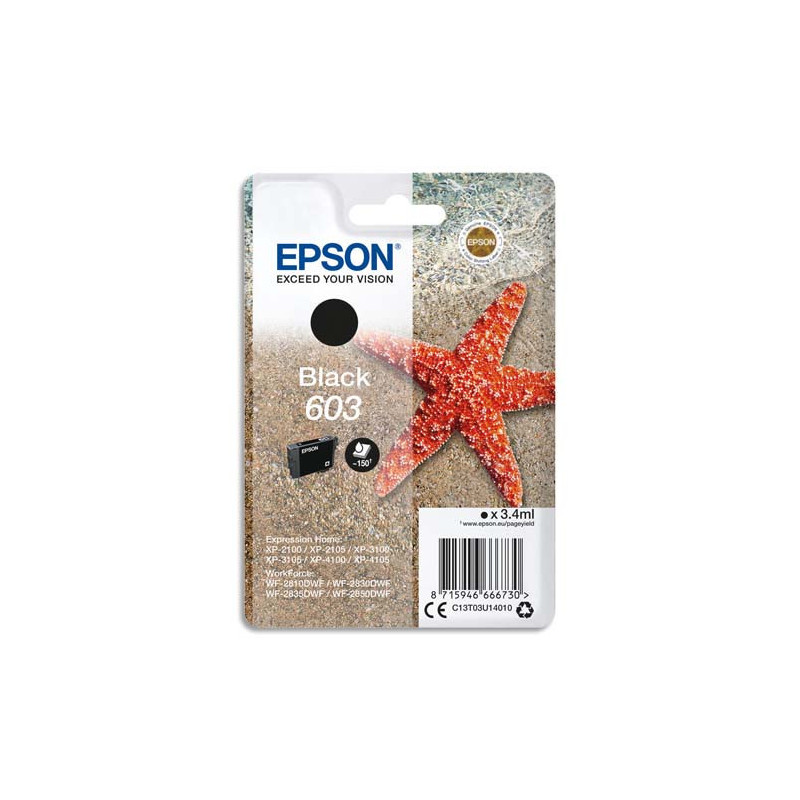 EPSON Cartouche Jet d'Encre Black ''Etoile de Mer'' 603 - C13T03U14010