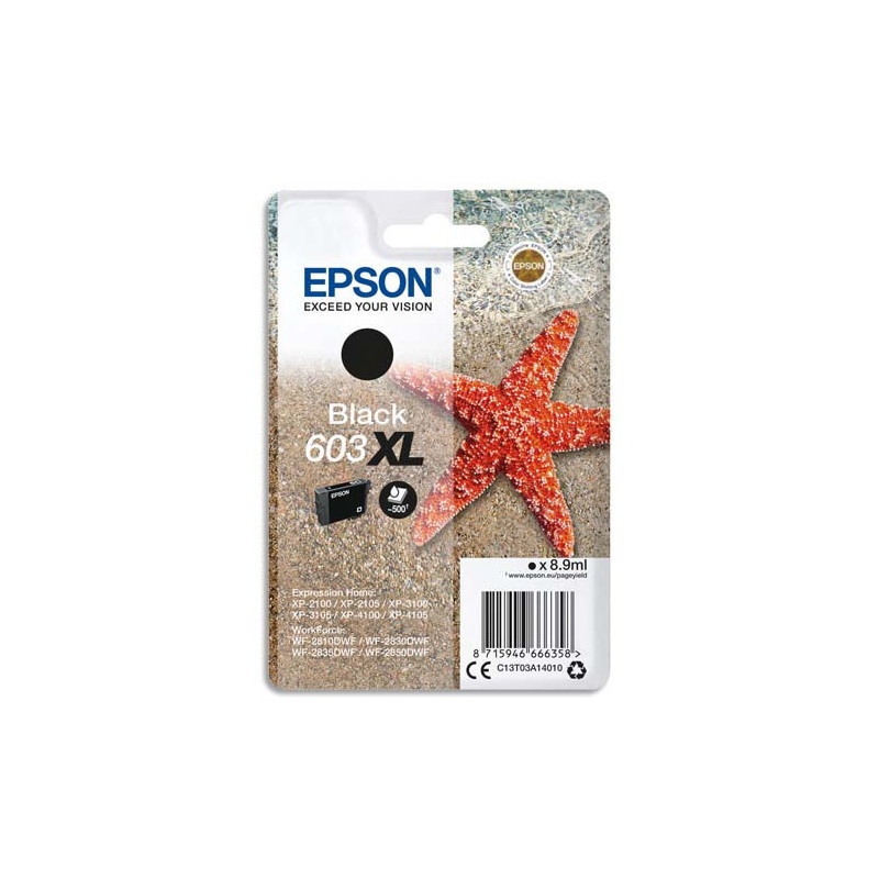 EPSON Cartouche Jet d'Encre Black XL ''Etoile de Mer'' 603 - C13T03A14010