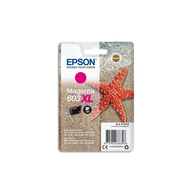 EPSON Cartouche Jet d'Encre Magenta XL ''Etoile de Mer'' 603 - C13T03A34010