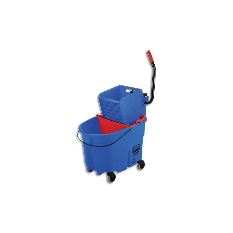 RUBBERMAID Seau Lavage à plat Combo WaveBrake + seau 33 /17L + Presse latérale polypropylène Bleu rouge