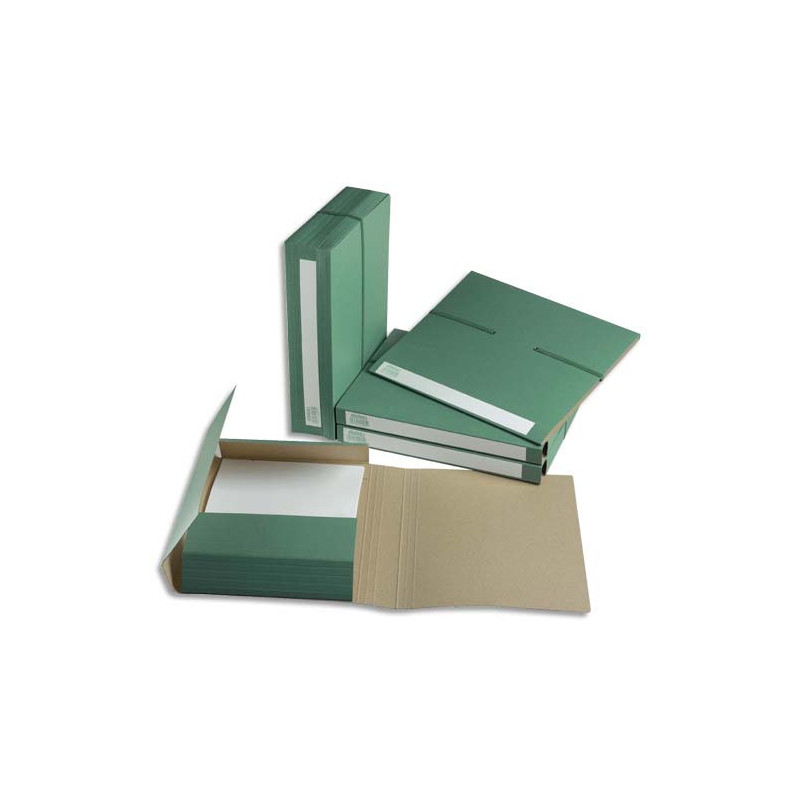 EXTENDOS Dossier pour archivage à 3 rabats, dos de 6 cm, en carton Vert, fermeture par élastique